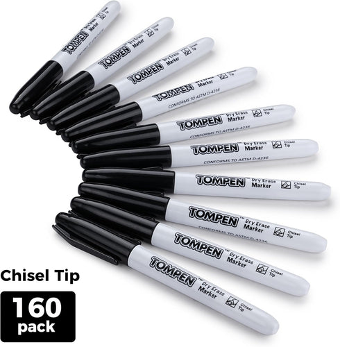 Black,160 Pack Dry Erase Markers Bulk Chisel Tip,Low Odor Quick-Drying Whiteboard Markers for Office Home School
