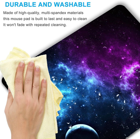 Galaxy Mouse Pad - Personalized Blue and Purple Nebula Design with Anti-Slip Rubber Base, 9.5 x 7.9 inch