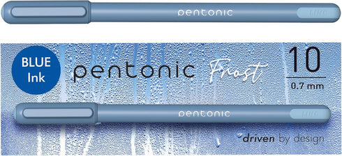 Pentonic Ballpoint Pens, 10 Count, Frosted Pale Blue Barrel, 0.7 mm Fine Point for Journaling & Note Taking