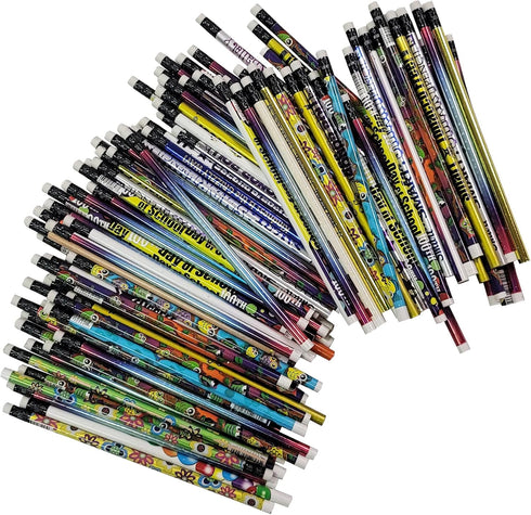 Naturejam Misprint Pencils with Erasers, 144 Count, Number #2 Mixed Assorted Colors and Prints