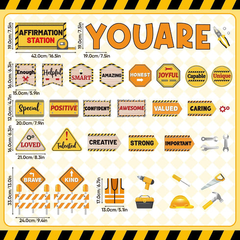 Sets Set Construction Bulletin Board Decoration Construction Affirmation Station Bulletin Board Inspirational