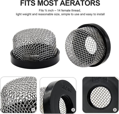 Stainless Steel Mesh Strainer 3/4"-14 Aerator Screen - Replace for Livewell Pump, MA-023 Screw on Strainer