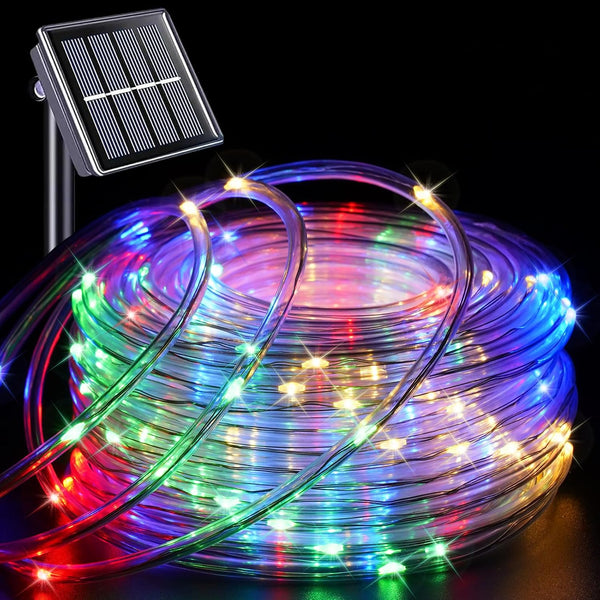 YEGUO Solar Rope Lights Outdoor Waterproof, 66ft 200 LED Multicolor String Lights,