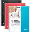 Dunwell 3-Pack Wide Ruled Spiral Notebooks, 100 Sheets, Red Blue Black, 8 x 10.5 for School with Inner Pockets