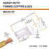 SELTERM 10pcs 3/0 AWG-1/2" Stud Tinned Copper Wire Lugs, Heavy Duty Battery Cable Ends,000 Gauge Ring Terminals, UL Battery Lugs Marine Grade Copper Eyelets Electrical Battery Terminal Connectors