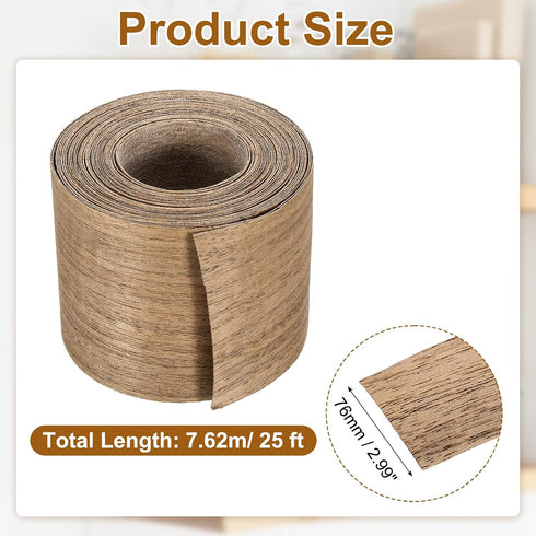 3" 25 uxcell x ft Wood Edge Banding, Pre-Glued Iron On Edging Strip, Plywood Wood Grain Repair Tape for Cabinet Repair