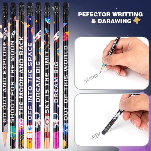 Kolewo4ever 100 Pieces Space Theme Pencils - Fun Astronaut Pencils with Matching Eraser