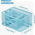 Marbrasse Mesh Desk Organizer with 2 Drawer, Multi-Functional Pen Holder for Office Art Supplies (Blue)