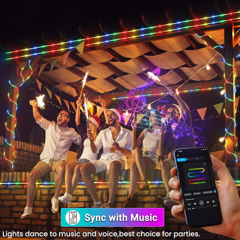 33ft 100LED Jnaurb RGB Color Changing Rope Lights Outdoor, Smart String Lights with Remote & APP Control, Waterproof
