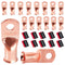 RED WOLF 1/0 AWG Battery Cable End Copper Wire Ring Terminal Connector Lug with 3:1 Heat Shrink Tubing, 16 PCS