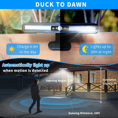 2 Pack 36 6000K, Clip On Solar Motion Lights Outdoor Waterproof, Motion Sensor Outdoor Lights with LEDs, Portable Solar