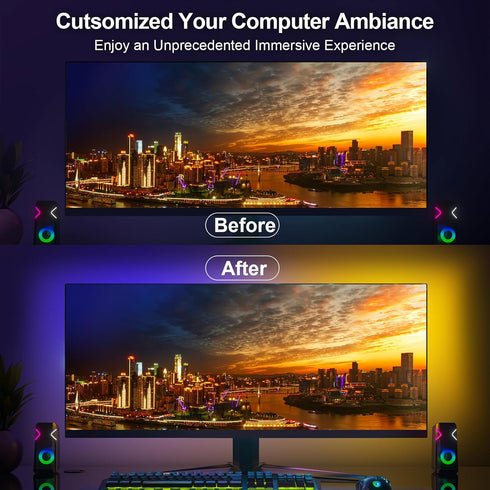 6.5ft 19-32 Inch Immersive Monitor Backlight for Win PC - Gaming Light Strip with Upgraded Software (Required), LED