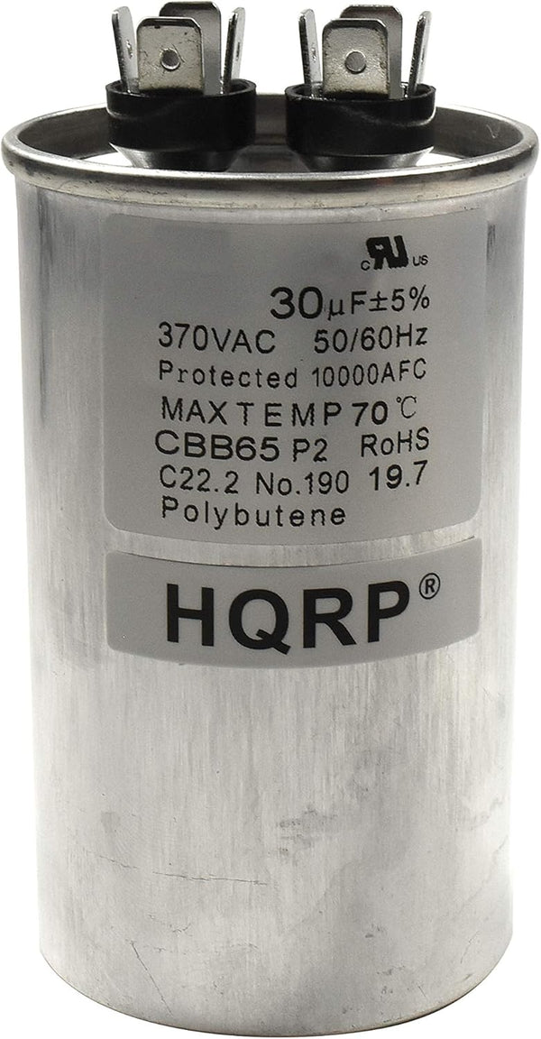 HQRP 30uF 370V Run Capacitor for AC Electric Motor Start HVAC Blower Compressor Pump 30MFD CBB65