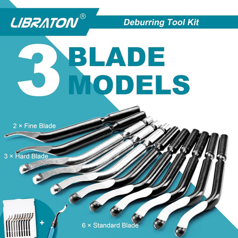 Libraton Deburring Tool with 11 High Speed Steel Blades, 360 Degree Rotary Head Deburring Tool for Metal, Resin,