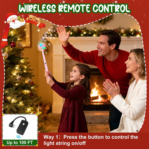 Bonfix Wireless Remote Control Outlet, Magic Light Wand for Christmas Tree Lights and Home Decoration Lights, Remote