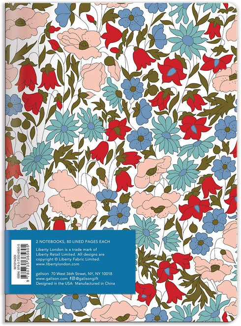 Galison Liberty London Floral Writers Notebook Set – Two 6” x 8.25” Soft Covered Journals, 80 Lined Pages Each