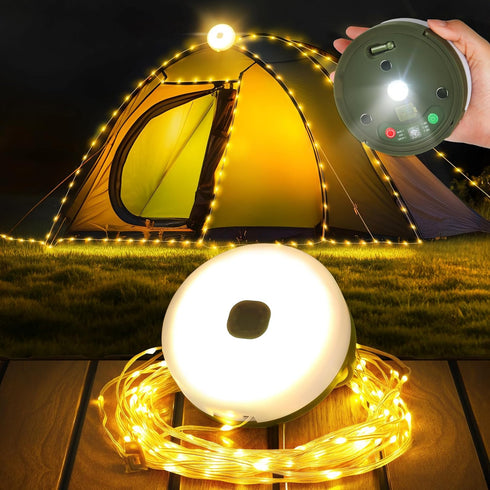 33FT 3000 4 1 9 Retractable Camping String Lights, mAh Rechargeable in Tent Lights String with Modes, Outdoor Portable