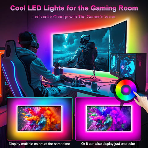 Daymeet TV LED Lights Strip - Music Sync LED TV Backlight for 65-85in TV, 16.4FT Bluetooth APP Remote Control, USB TV