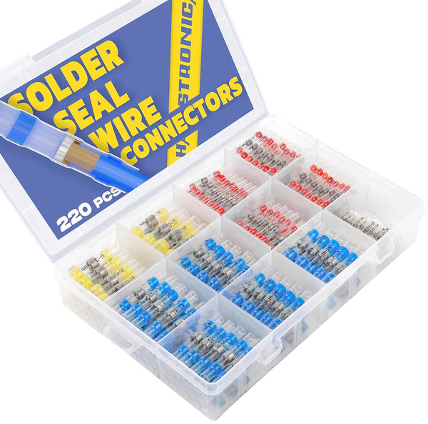 haisstronica 220PCS Waterproof Solder Seal Wire Connectors - Heat Shrink Electrical Connectors Kit (20 Yellow, 40