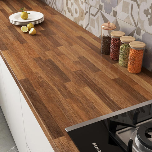 Wood Wallpaper Butcher Block Contact Paper - 17.7" 118" Self Adhesive Removable Brown Wood for Cabinets