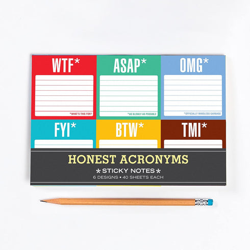 Knock Knock Sticky Notes Packet, Honest Acronyms