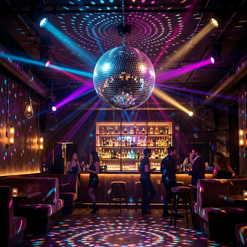Kaviooy 12 Inch Large Disco Ball, Rotating Mirror Ball with Real Glass Tiles, Sturdy Hanging Ring for Party