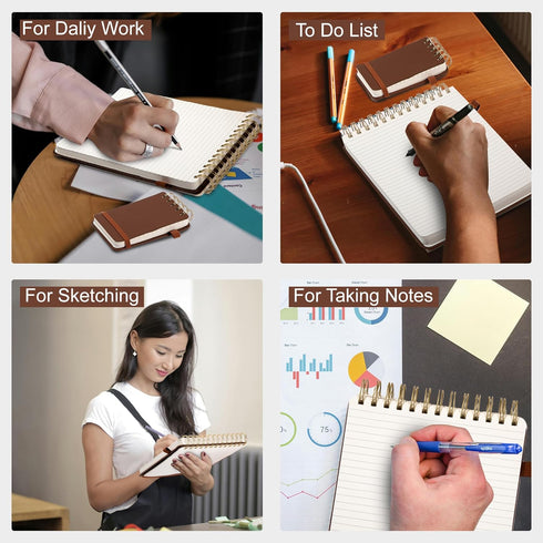 Yoment Top Spiral Notebook, Leather Large Steno Pads, 240 Pages, 7x10, 100 GSM Thick Paper, Left Handed Notebooks