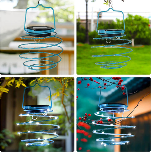 Solar Spiral LED Lanterns, Solar Garden Lights Outdoor Decorative Hanging Lights, Waterproof Pendant Light for Garden
