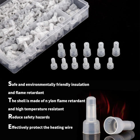 600pcs Closed End Crimp Connectors, Nylon Wire Crimp Terminals for 22-16/16-14/12-10/10-8 AWG