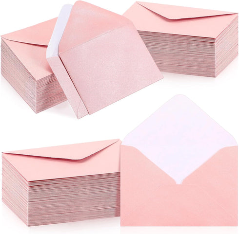 Outus 400 Pcs Bulk Gift Card Envelopes - Light Pink Mini Metallic Envelopes for Birthday and Wedding Invitations