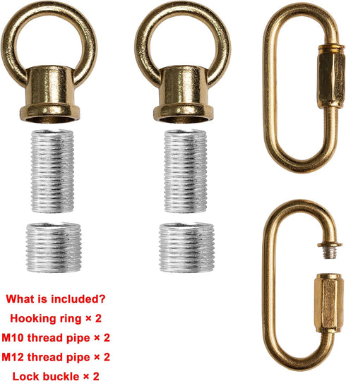 M10/M12 Pack 2 2 Brass Hook Rings for Light Fixture Available of with Link Buckles