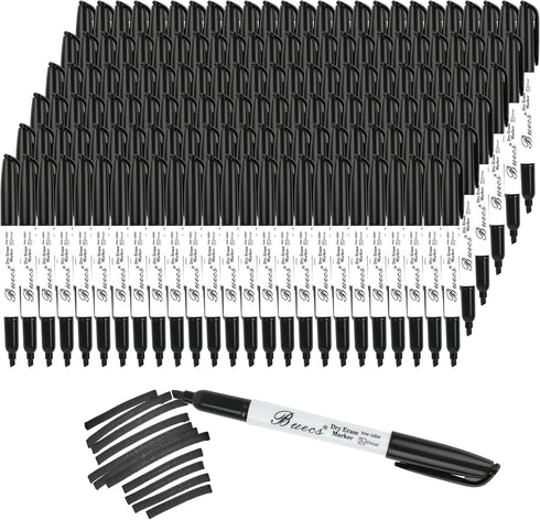 Black Low-Odor Dry Erase Markers, 150 Count, Chisel Tip for Whiteboards and Glass