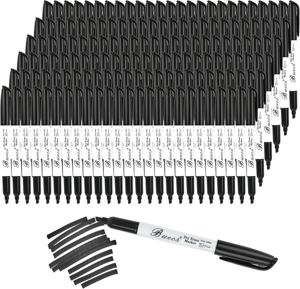 Black Low-Odor Dry Erase Markers, 150 Count, Chisel Tip for Whiteboards and Glass