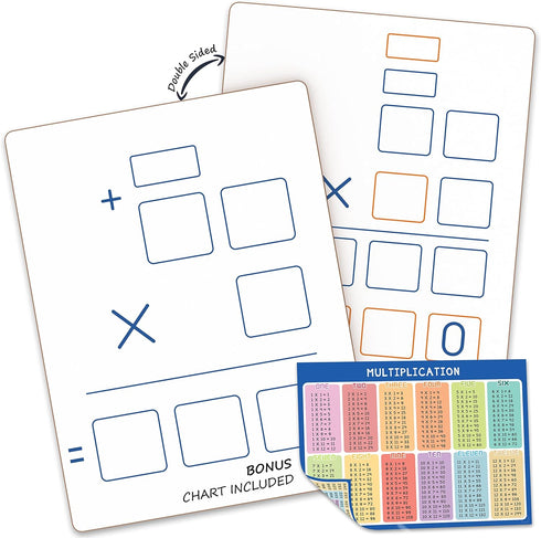 SCRIBBLEDO 9"x12" Double Sided Dry Erase Long Multiplication Board for Home, School, Kids, Students Math