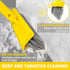 2 1 49.6" 180Rotatable in Grout Brush with Long Handle, Swivel Grout Cleaning Brush V-Shape Grout Line Scrubber, Shower