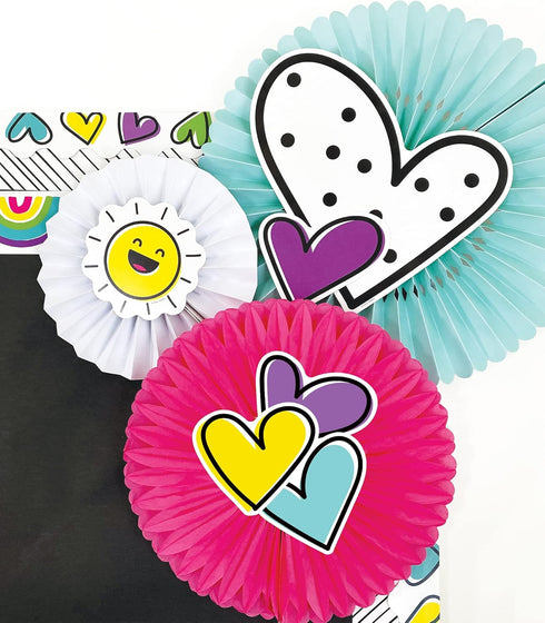 Carson Dellosa Kind Vibes 36-Piece Heart Bulletin Board Cutouts, Bright Neon and Black & White Heart Cutouts for