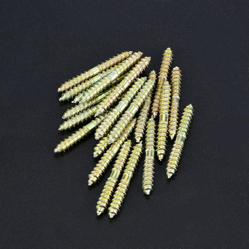 20pcs M5 40mm Dowel Iron Double Ended Zinc Plating Self-Tapping Thread to Wood Dowel