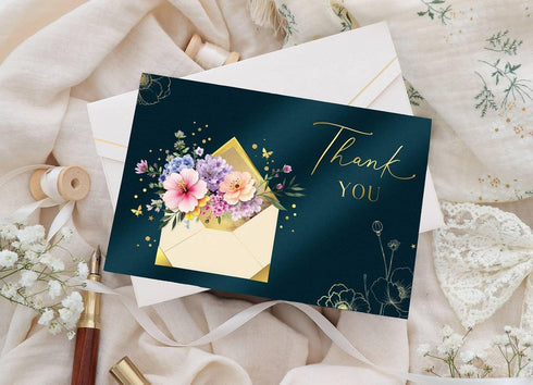 6.7 4.5 inch Joli Coon Premium Thank you card ELEGANT - Thank you card with premium envelope and real wax seal - x