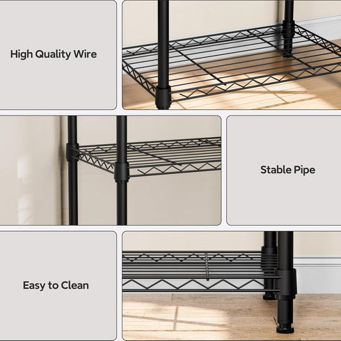3 Closet 11.8" 17.7" 28.8" M MZG Tiers Shelf Metal Storage Shelves Wire Rack Organizers with Wheel for Garage Kitchen