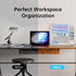 Wall Mounted File Organizer, 5-Tier Desk Organizer with 4 Pen Holders, Mesh Accessories for Office Supplies, White