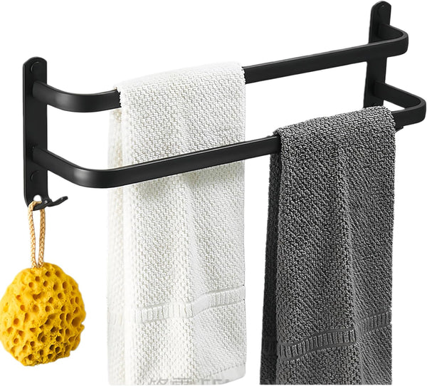 SEIDO 30 Inch Matte Black Double Towel Bar, Heavy Duty 2-Tier Square Ladder