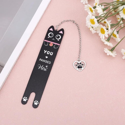 Penitue 3) Cat Bookmark, Zinc Alloy Funny Black Kitten Shaped Book Mark with Kitty Paw Mark Pendant Cute Reading