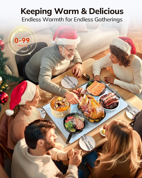 7 Countertop,Buffet Laudlife Electric Warming Mat for Food, Roll-Up Silicone Heating Pad with Adjustable Tempmaster