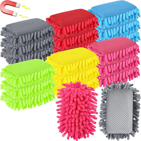Sherr 18 Pcs Microfiber Shag Magnetic Dry Erase Erasers - Washable Colorful Whiteboard Erasers for Home Office