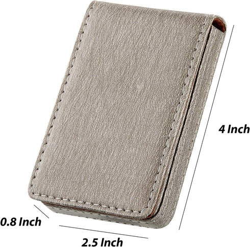 Outus 2 Pieces PU Leather Business Card Holder Wallet with Magnetic Shut for Men Women