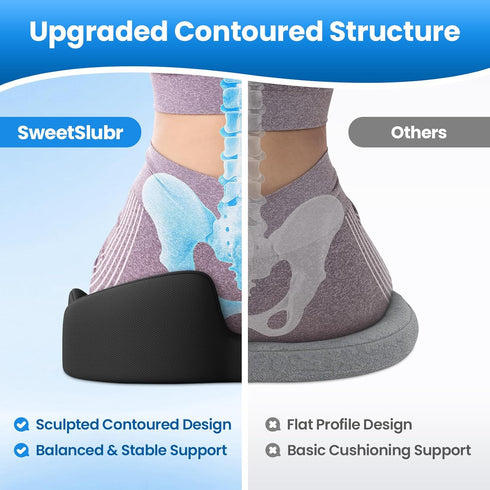 SweetSlubr Discomfort&Tailbone Large Donut Pillow Seat Cushion for Hemorrhoid Pressure, Office Chair Cushion for Long