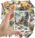 Large Winter Country Landscapes Stickers (24 pcs 2.5"x3.5") Vintage Christmas Art