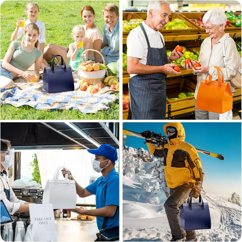 12 9.5 6 10 Pcs Insulated Take Away Bags, Disposable Lunch Bags For Food Takeaways, Coffee, Milk Tea, Seafood, Pizza