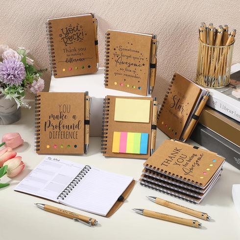 Tellingyou 20 Set Employee Appreciation Thank You Gifts, Inspirational Spiral Notebook, Motivational Bamboo Pen for Team