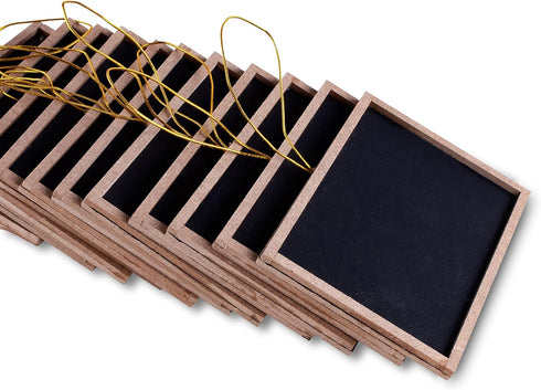 Super Z Outlet Mini 3" x 4" Wooden Frame Hanging Chalk Blackboard for Arts & Crafts, 12 Pack